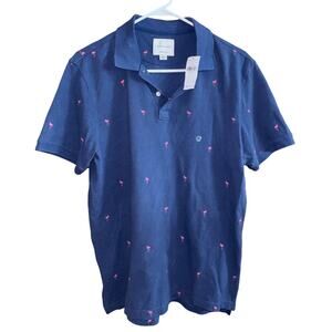 American Eagle men’s super soft blue polo shirt flamingos NWT (medium)